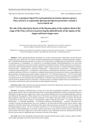 РОЛЬ ОСТРОВНЫХ БОРОВ РУССКОЙ РАВНИНЫ НА ЮЖНОМ ПРЕДЕЛЕ АРЕАЛА PINUS SYLVESTRIS В СОХРАНЕНИИ ФИТОРАЗНООБРАЗИЯ РЕГИОНОВ СТЕПНОЙ И ЛЕСОСТЕПНОЙ ЗОН