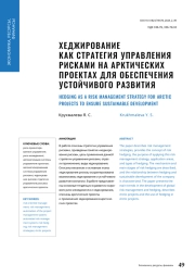 ХЕДЖИРОВАНИЕ КАК СТРАТЕГИЯ УПРАВЛЕНИЯ РИСКАМИ НА АРКТИЧЕСКИХ ПРОЕКТАХ ДЛЯ ОБЕСПЕЧЕНИЯ УСТОЙЧИВОГО РАЗВИТИЯ