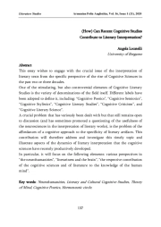 (How) Can Recent Cognitive Studies Contribute to Literary Interpretation?