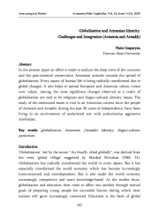 Globalization and Armenian Identity. Challenges and Integration (Armenia and Artsakh)