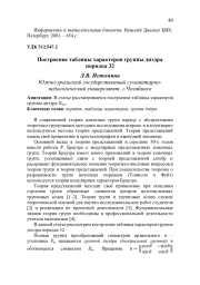ПОСТРОЕНИЕ ТАБЛИЦЫ ХАРАКТЕРОВ ГРУППЫ ДИЭДРА ПОРЯДКА 32