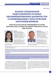 АНАЛИЗ СПЕЦИАЛЬНОЙ ПОДГОТОВЛЕННОСТИ ЮНЫХ КВАЛИФИЦИРОВАННЫХ ШАХМАТИСТОК К СОРЕВНОВАНИЯМ С КЛАССИЧЕСКИМ КОНТРОЛЕМ ВРЕМЕНИ