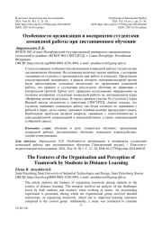 Особенности организации и восприятия студентами командной работы при дистанционном обучении