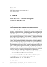 ЧЕЛОВЕК И ЦЕРКОВЬ У БЕРДЯЕВА: ВЗГЛЯД ИЗ БРИТАНИИ