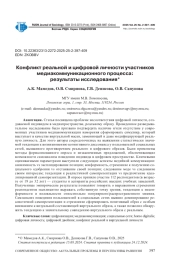 КОНФЛИКТ РЕАЛЬНОЙ И ЦИФРОВОЙ ЛИЧНОСТИ УЧАСТНИКОВ МЕДИАКОММУНИКАЦИОННОГО ПРОЦЕССА: РЕЗУЛЬТАТЫ ИССЛЕДОВАНИЯ