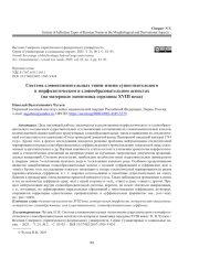 СИСТЕМА СЛОВОИЗМЕНИТЕЛЬНЫХ ТИПОВ ИМЕНИ СУЩЕСТВИТЕЛЬНОГО В МОРФОЛОГИЧЕСКОМ И СЛОВООБРАЗОВАТЕЛЬНОМ АСПЕКТАХ (НА МАТЕРИАЛЕ ПАМЯТНИКА СЕРЕДИНЫ XVIII ВЕКА)