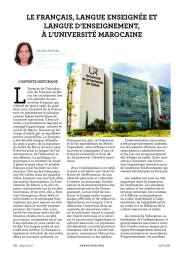 LE FRANÇAIS, LANGUE ENSEIGNÉE ET LANGUE D’ENSEIGNEMENT, À L’UNIVERSITÉ MAROCAINE
