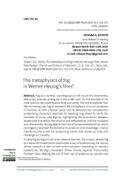 МЕТАФИЗИКА ТУМАНА В ХУДОЖЕСТВЕННЫХ ФИЛЬМАХ ВЕРНЕРА ХЕРЦОГА