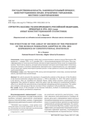 СТРУКТУРА МАССИВА УКАЗОВ ПРЕЗИДЕНТА РОССИЙСКОЙ ФЕДЕРАЦИИ, ПРИНЯТЫХ В 1994-2021 ГОДАХ (ОПЫТ КОНСТИТУЦИОННОЙ СТАТИСТИКИ)