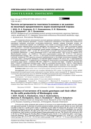 Частота встречаемости генотипов k-казеина и их влияние на молочную продуктивность коров холмогорской породы