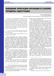 ВНЕШНИЕ ОПЕРАЦИИ ФРАНЦИИ В САХЕЛЕ: ПРЕДЕЛЫ АДАПТАЦИИ