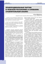 ПРАВОРАДИКАЛЬНЫЕ ПАРТИИ В ЧЕШСКОЙ РЕСПУБЛИКЕ И СЛОВАКИИ: СРАВНИТЕЛЬНЫЙ АНАЛИЗ