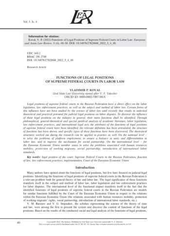 FUNCTIONS OF LEGAL POSITIONS OF SUPREME FEDERAL COURTS IN LABOR LAW