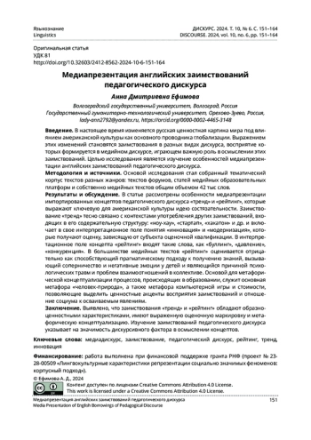 МЕДИАПРЕЗЕНТАЦИЯ АНГЛИЙСКИХ ЗАИМСТВОВАНИЙ ПЕДАГОГИЧЕСКОГО ДИСКУРСА