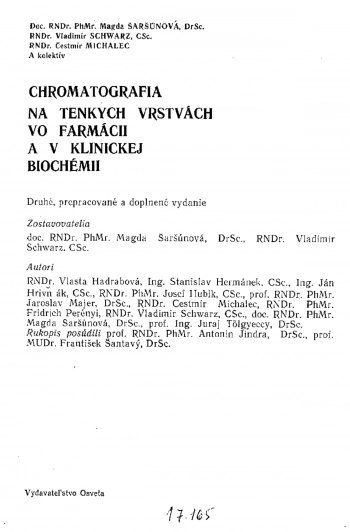 Тонкослойная хроматография в фармации и клинической биохимии, часть 1